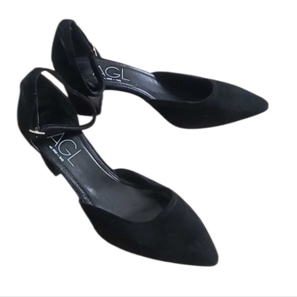 AGL Attilio Giusti Leombruni D'orsay Black Suede Pumps Heels